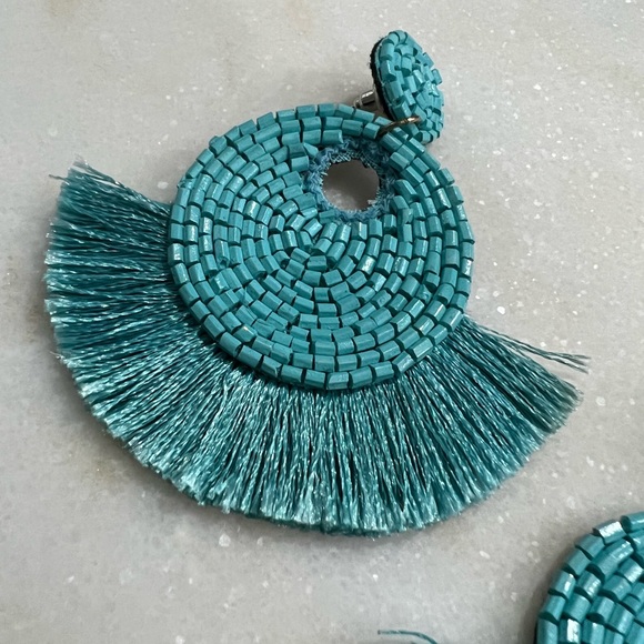 Turquoise Earrings - Beaded & Fringe Details - Picture 6 of 10
